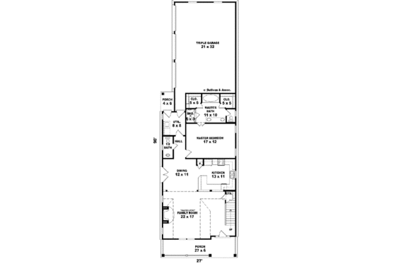 Floor Plan - Main Floor for Country House Plan #81-654 - 3 bed, 2.5 bath