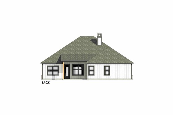 Exterior - Rear Elevation 1 for Prairie House Plan #1096-102 - 4 bed, 2 bath