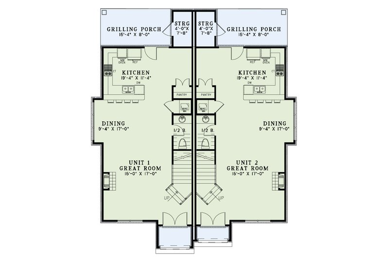 House Plan Design - Floor Plan - Main Floor for European House Plan #17-2526 - 2 bed, 2.5 bath