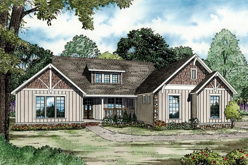 Dream House Plan - Craftsman Exterior - Front Elevation Plan #17-2586