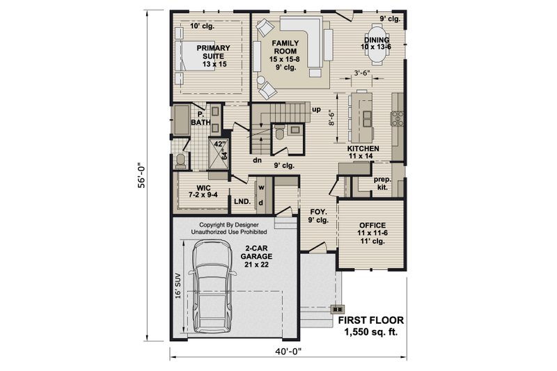 Architectural House Design - Floor Plan - Main Floor for Farmhouse House Plan #51-1536 - 3 bed, 2.5 bath