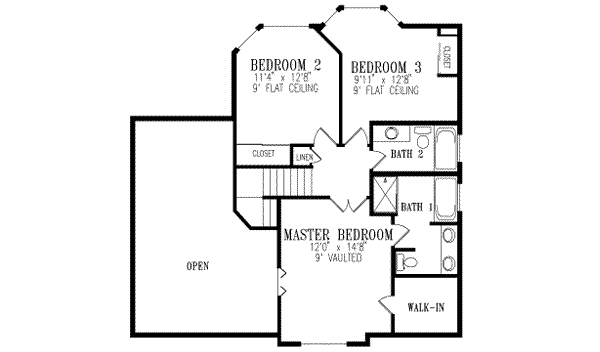 Adobe / Southwestern Floor Plan - Upper Floor Plan #1-391