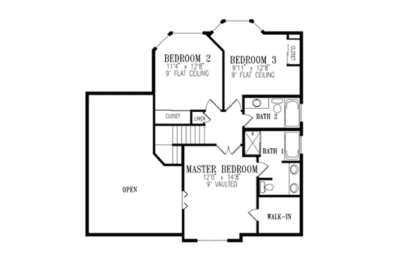 Architectural House Design - Floor Plan - Upper Floor for Adobe / Southwestern House Plan #1-391 - 4 bed, 3 bath