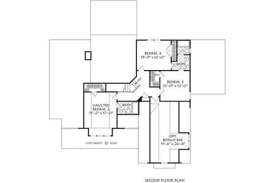 Floor Plan - Upper Floor for Farmhouse House Plan #927-1008 - 4 bed, 3.5 bath