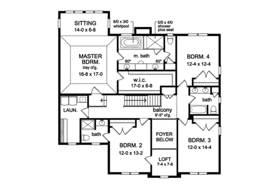 Floor Plan - Upper Floor for Colonial House Plan #1010-175 - 4 bed, 3.5 bath