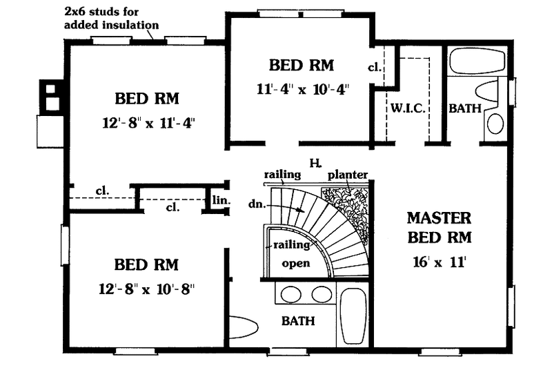 Home Plan - Floor Plan - Upper Floor for Country House Plan #456-40 - 4 bed, 2.5 bath