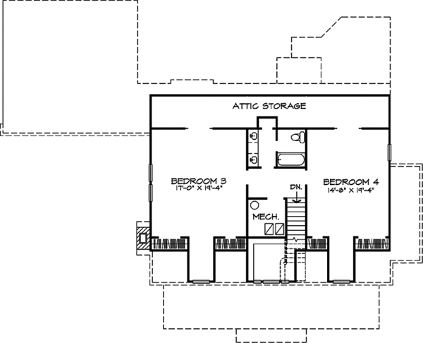 Dream House Plan - Country Floor Plan - Upper Floor Plan #140-186