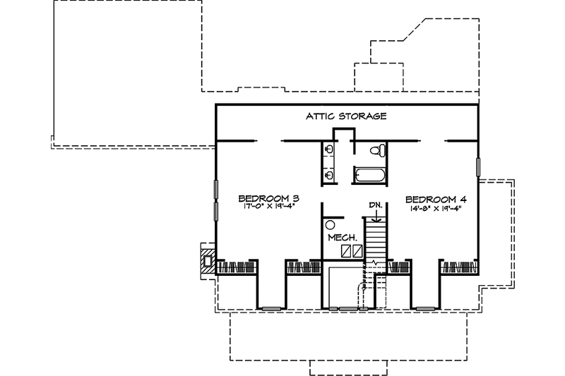 Dream House Plan - Floor Plan - Upper Floor for Country House Plan #140-186 - 4 bed, 3.5 bath