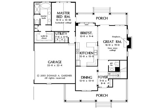 Floor Plan - Main Floor for Farmhouse House Plan #929-688 - 3 bed, 2.5 bath