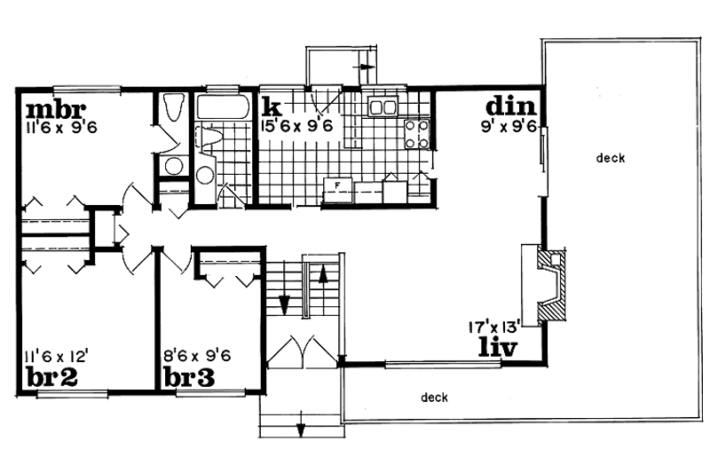 Home Plan - Floor Plan - Main Floor for Country House Plan #47-1041 - 3 bed, 1.5 bath
