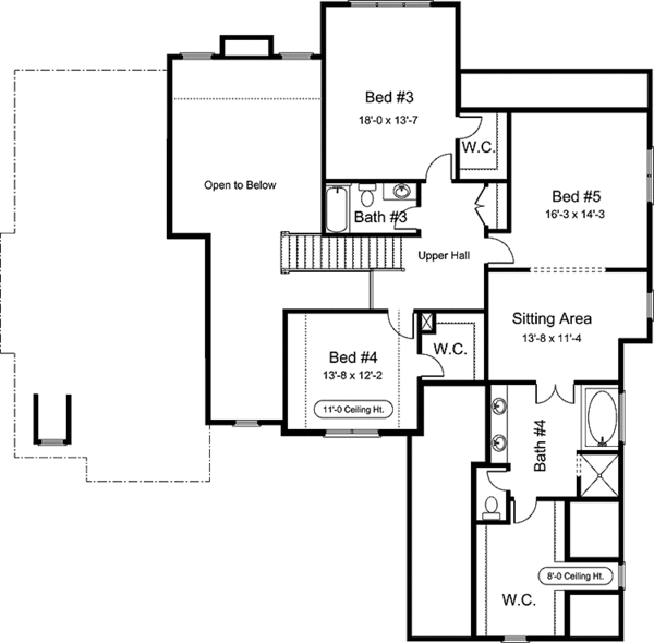 House Blueprint - European Floor Plan - Upper Floor Plan #994-29