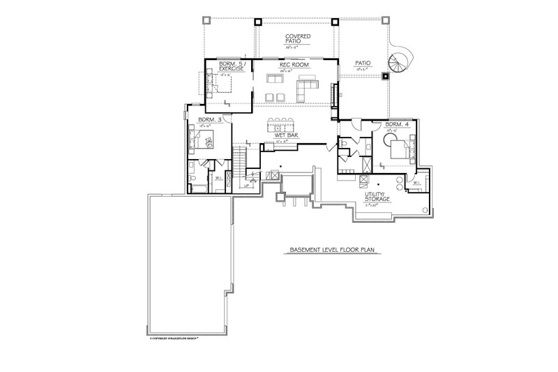 Architectural House Design - Floor Plan - Lower Floor for Modern House Plan #1122-12 - 2 bed, 3 bath