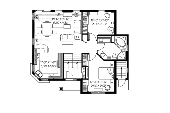 Floor Plan - Main Floor for Contemporary House Plan #23-2438 - 4 bed, 2 bath