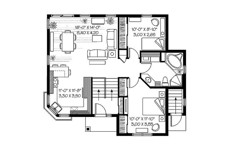 House Blueprint - Floor Plan - Main Floor for Contemporary House Plan #23-2438 - 4 bed, 2 bath