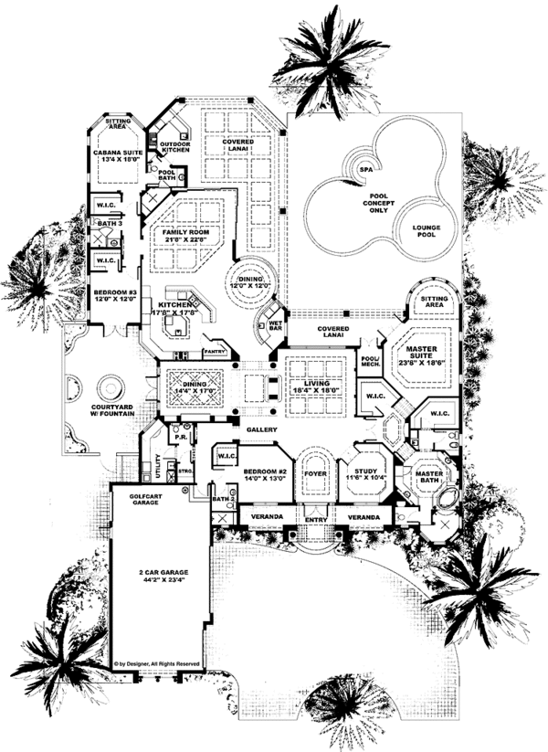 House Blueprint - Mediterranean Floor Plan - Main Floor Plan #1017-26