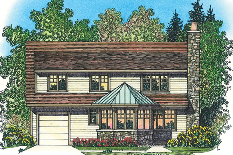 House Blueprint - Exterior - Rear Elevation 1 for European House Plan #1016-106 - 3 bed, 2.5 bath