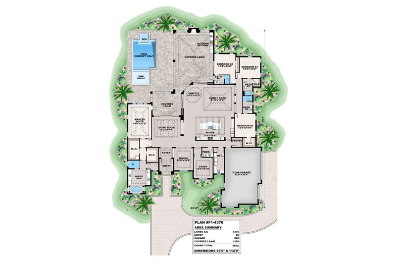 Architectural House Design - Floor Plan - Main Floor for Beach House Plan #1083-2 - 4 bed, 4.5 bath