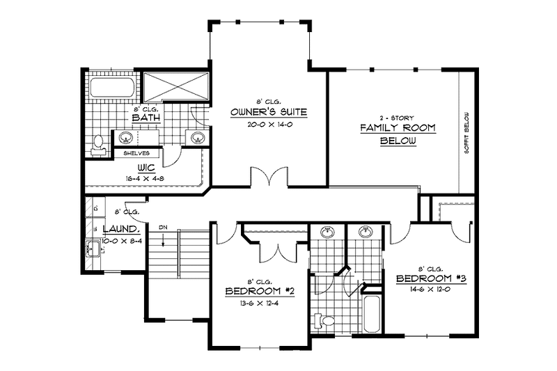 Home Plan - Floor Plan - Upper Floor for European House Plan #51-649 - 3 bed, 2.5 bath