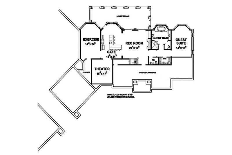 Architectural House Design - Floor Plan - Lower Floor for European House Plan #20-2379 - 5 bed, 7 bath