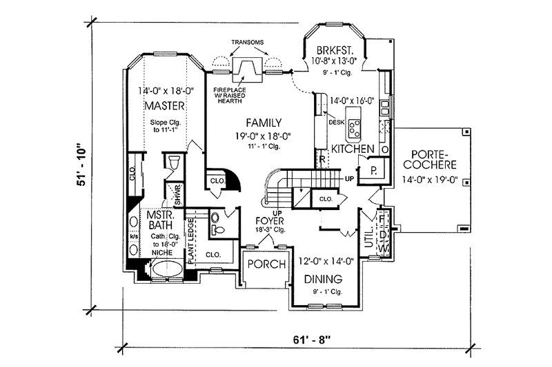Architectural House Design - Floor Plan - Main Floor for Country House Plan #974-45 - 4 bed, 2.5 bath