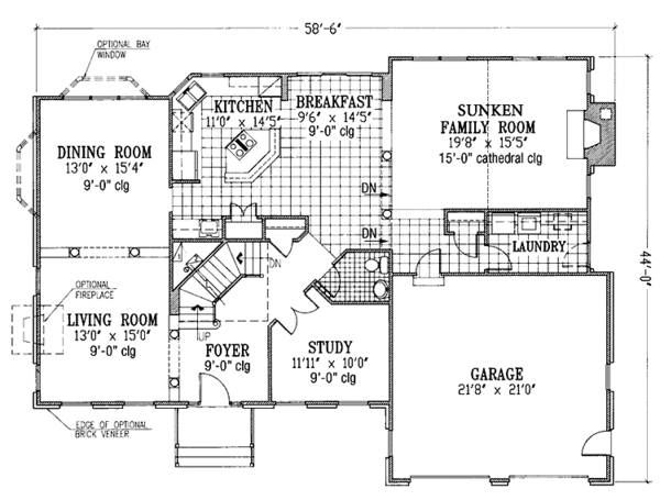 Architectural House Design - Classical Floor Plan - Main Floor Plan #953-28