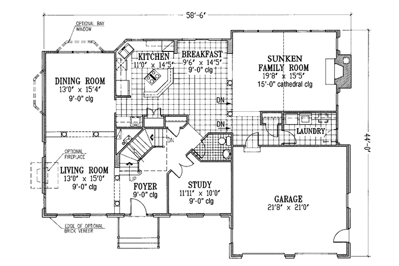 Dream House Plan - Floor Plan - Main Floor for Classical House Plan #953-28 - 4 bed, 2.5 bath