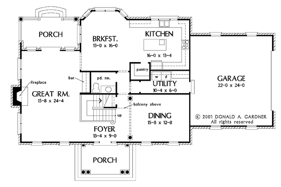 Floor Plan - Main Floor for Classical House Plan #929-626 - 3 bed, 2.5 bath