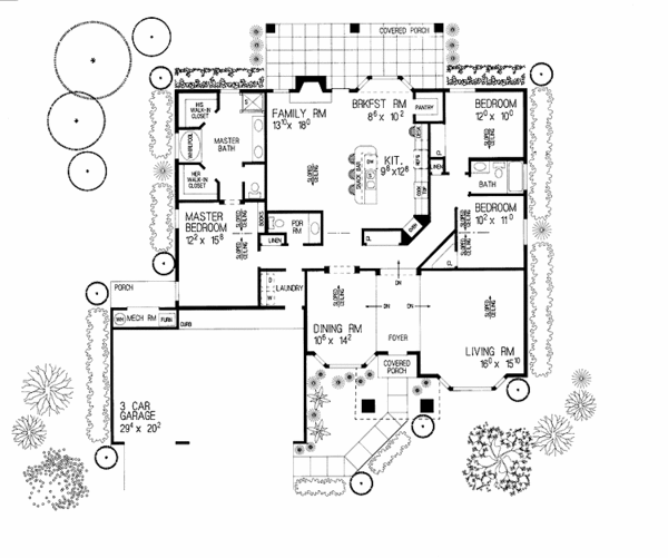 Architectural House Design - Mediterranean Floor Plan - Main Floor Plan #72-908