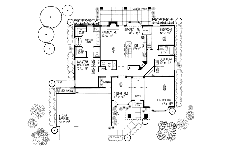 Home Plan - Floor Plan - Main Floor for Mediterranean House Plan #72-908 - 3 bed, 2.5 bath