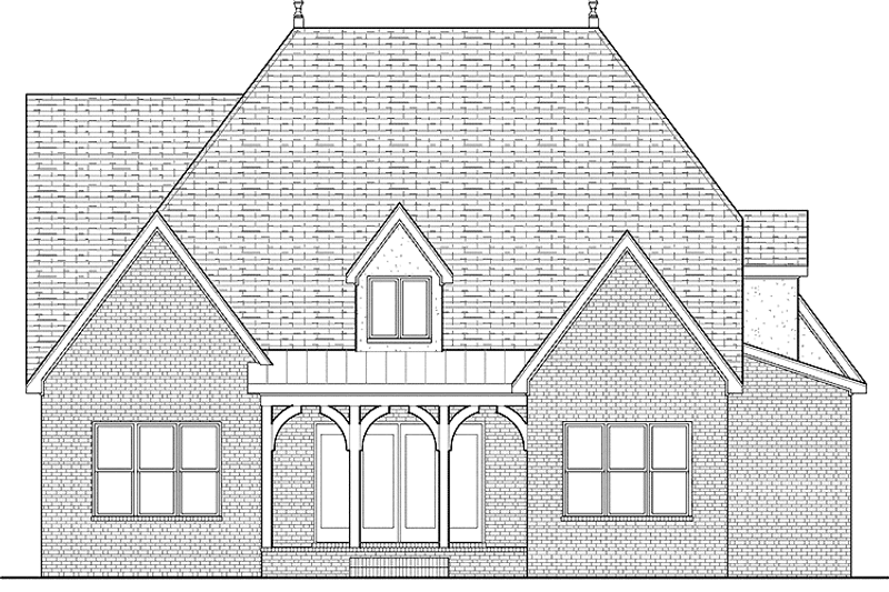 Home Plan - Exterior - Rear Elevation for Tudor House Plan #413-908 - 4 bed, 3.5 bath