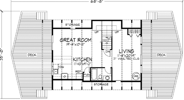 Architectural House Design - Prairie Floor Plan - Main Floor Plan #320-1421