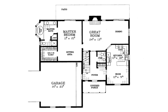 Floor Plan - Main Floor for Colonial House Plan #72-1122 - 4 bed, 3.5 bath