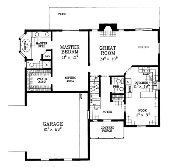 House Design - Colonial Floor Plan - Main Floor Plan #72-1122