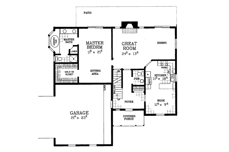 Home Plan - Floor Plan - Main Floor for Colonial House Plan #72-1122 - 4 bed, 3.5 bath