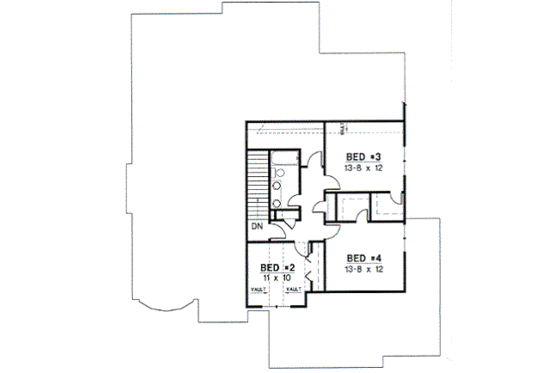 Floor Plan - Upper Floor for Traditional House Plan #67-219 - 4 bed, 3 bath