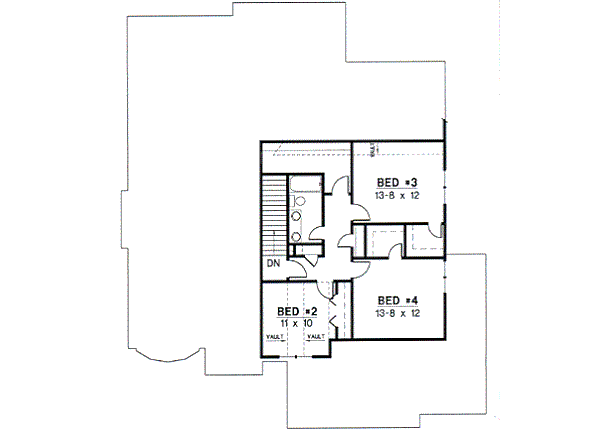 Traditional Floor Plan - Upper Floor Plan #67-219