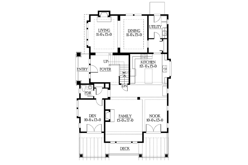 Home Plan - Floor Plan - Main Floor for Craftsman House Plan #132-236 - 3 bed, 2.5 bath