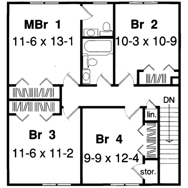Traditional Floor Plan - Upper Floor Plan #312-171