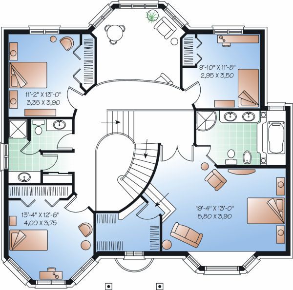 Architectural House Design - European Floor Plan - Upper Floor Plan #23-865