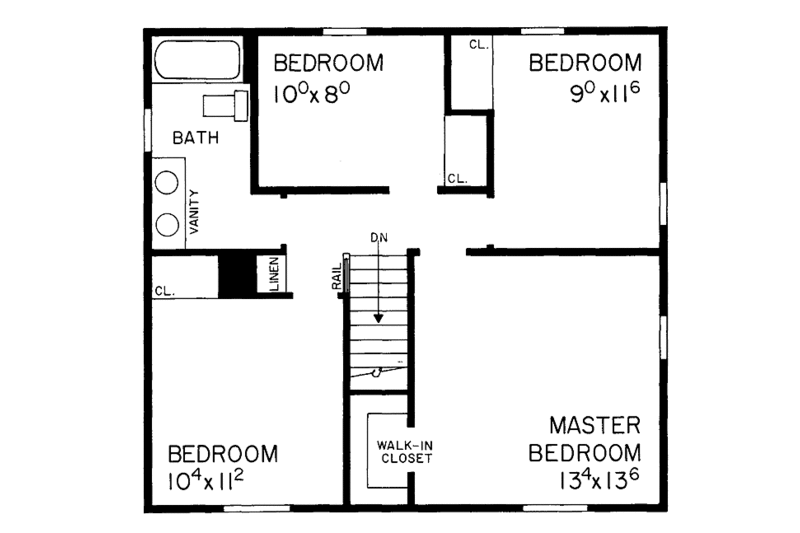 Home Plan - Floor Plan - Upper Floor for Country House Plan #72-514 - 4 bed, 1.5 bath