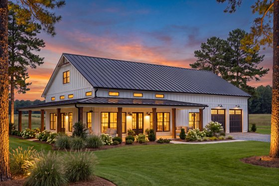 Barndominium Plan with Wraparound Porch
