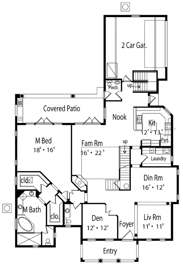 House Design - Mediterranean Floor Plan - Main Floor Plan #417-755