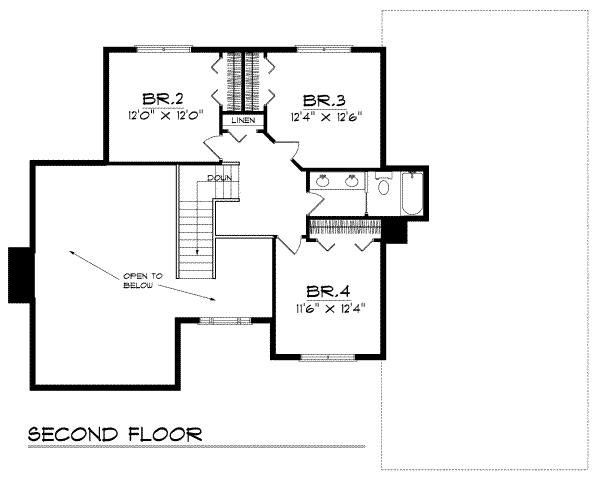 Traditional Floor Plan - Upper Floor Plan #70-408