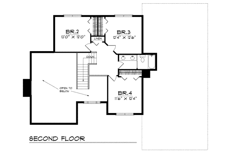 Dream House Plan - Floor Plan - Upper Floor for Traditional House Plan #70-408 - 4 bed, 2.5 bath