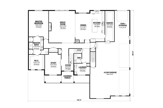 Floor Plan - Main Floor for Farmhouse House Plan #1089-10 - 4 bed, 3.5 bath