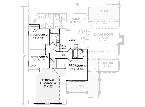 Craftsman Floor Plan - Upper Floor Plan #20-355