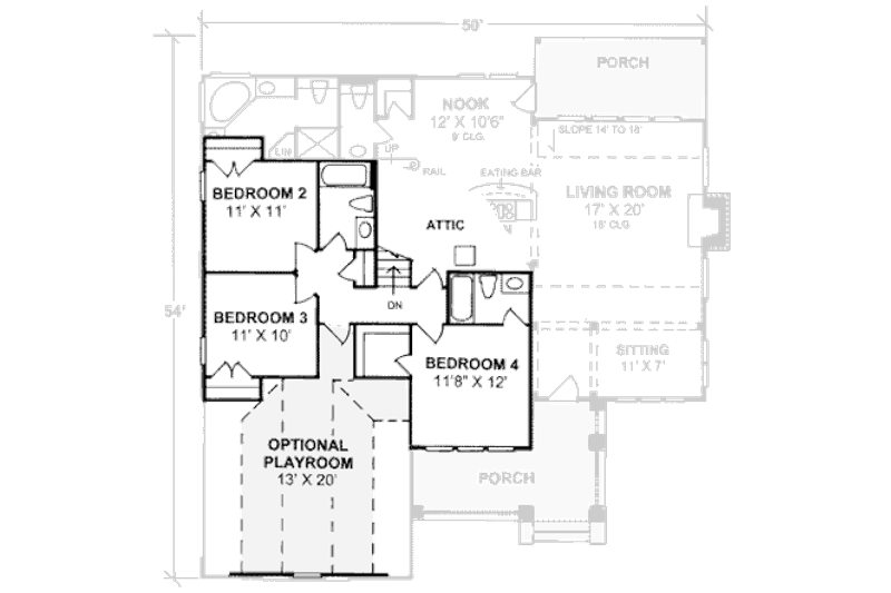 Dream House Plan - Floor Plan - Upper Floor for Craftsman House Plan #20-355 - 4 bed, 3.5 bath