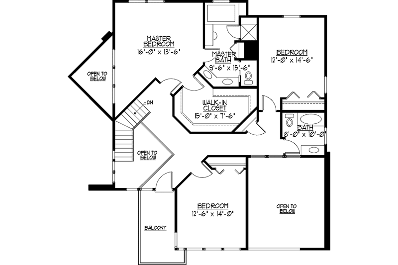 House Blueprint - Floor Plan - Upper Floor for Contemporary House Plan #978-10 - 3 bed, 3 bath