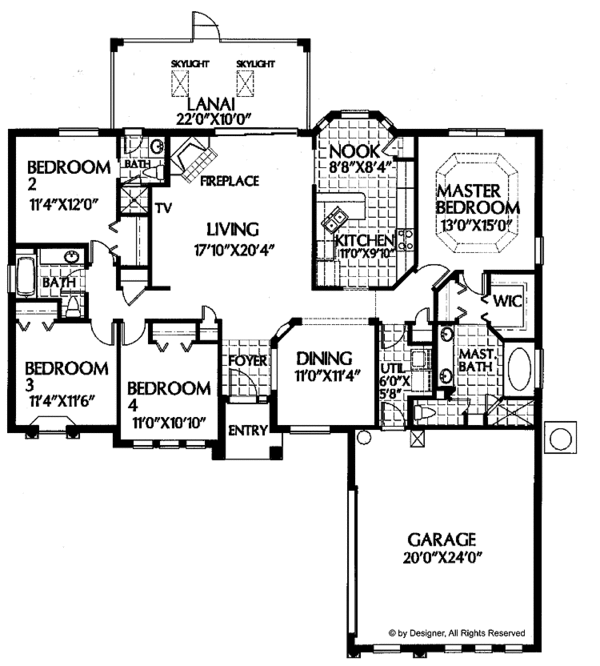 Dream House Plan - Mediterranean Floor Plan - Main Floor Plan #999-7