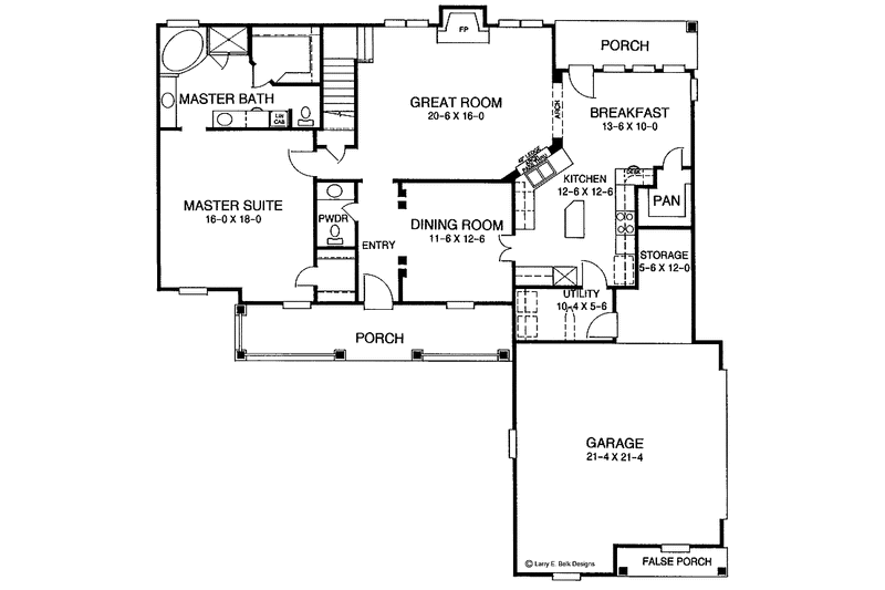 Dream House Plan - Floor Plan - Main Floor for Country House Plan #952-68 - 4 bed, 2.5 bath